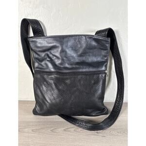 Sven Barkeley USA Colorblock Black/Pewter Lightweight Leather Crossbody Bag